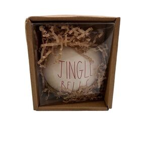 New Rae Dunn White Ceramic Jingle Bells Round Ornament